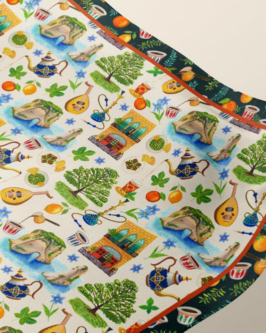 “Beirut Beauties” – Lebanon-inspired Silk Scarf